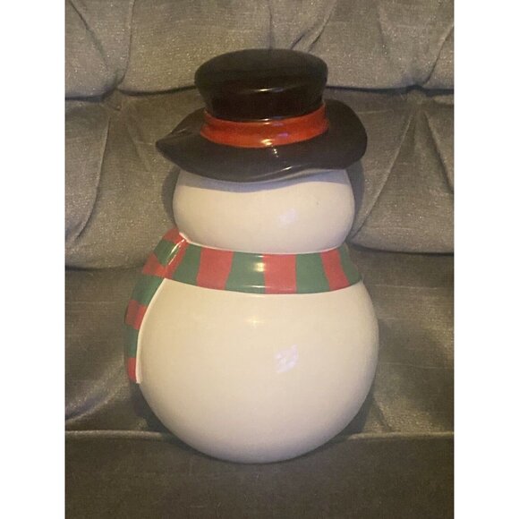 Snowman Cookie Jar Top Hat Holiday - Picture 3 of 7